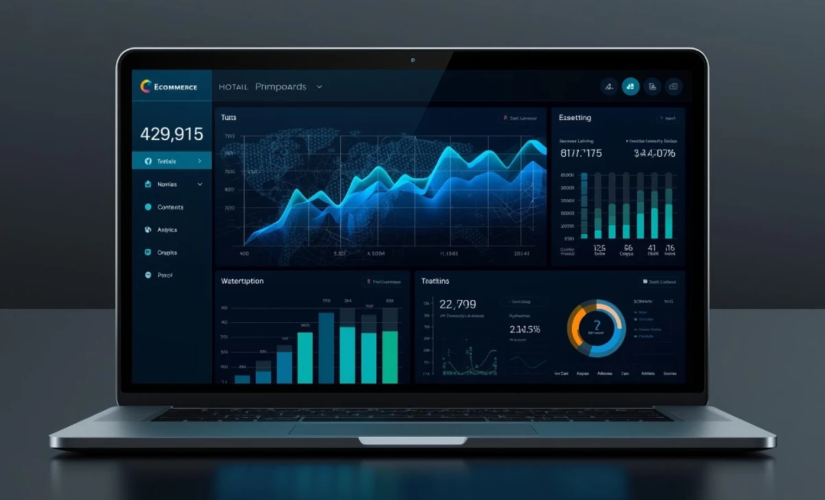 Ecommerce analytics dashboard showing KPIs and charts for tracking online store performance